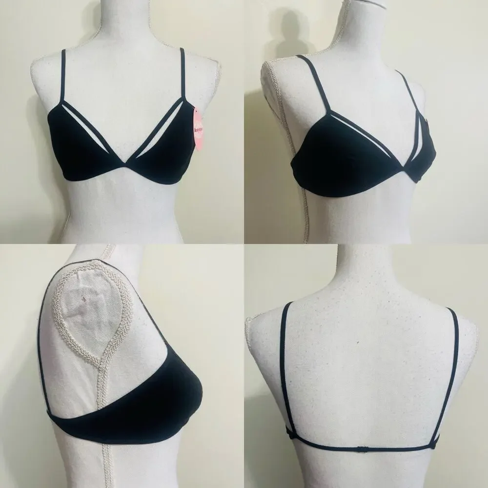 1 Anemone Sexy Strappy Bra Lingerie One Size Small‎ To Large, NOT PADDED, Black